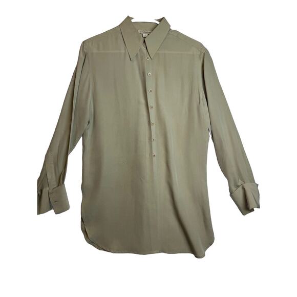 Ann Taylor 100% Silk Button Up Collared Cuff‎ Links Size 4 - Picture 1 of 13